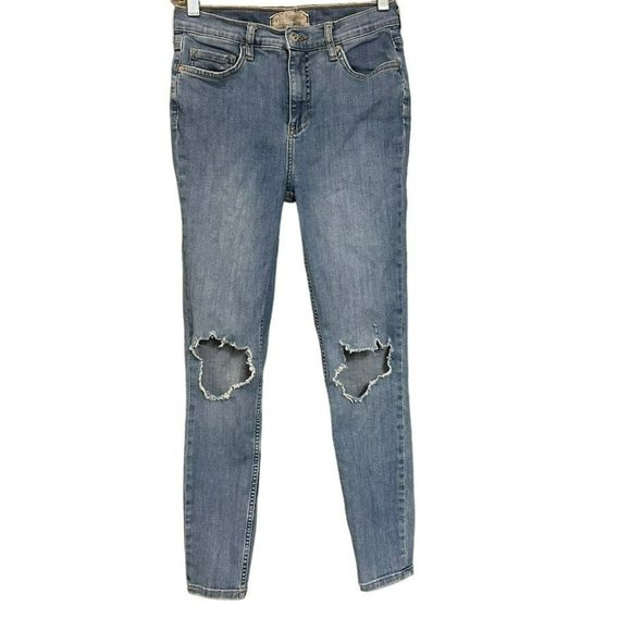 Free People Ripped Knee Mid‎ Wash Skinny Jeans Womens 26 - Picture 1 of 5